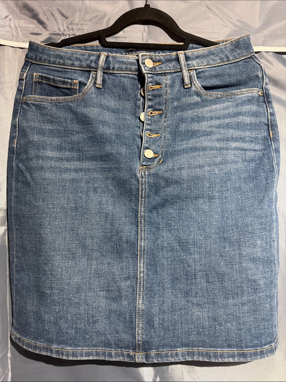 Banana Republic Mid-Button Blue Denim Skirt
